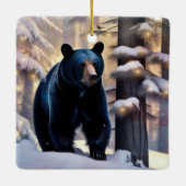 Een pretkerst in Beary Keramisch Ornament (Achterkant)