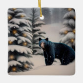 Een pretkerst in Beary Keramisch Ornament (Voorkant)