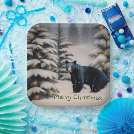 Een pretkerst in Beary Papieren Bordje (Feest)