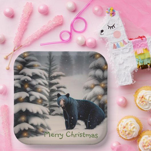 Een pretkerst in Beary Papieren Bordje (Feest)