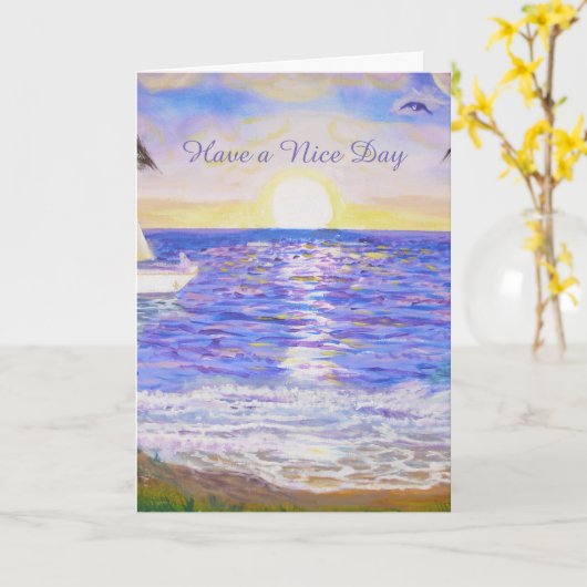 Een prettig dagstrand kaart (Gele Bloem)