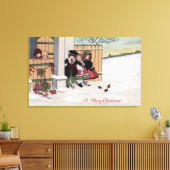 Een prettig kerstfeest met een hek canvas afdruk (Insitu (Woonkamer))