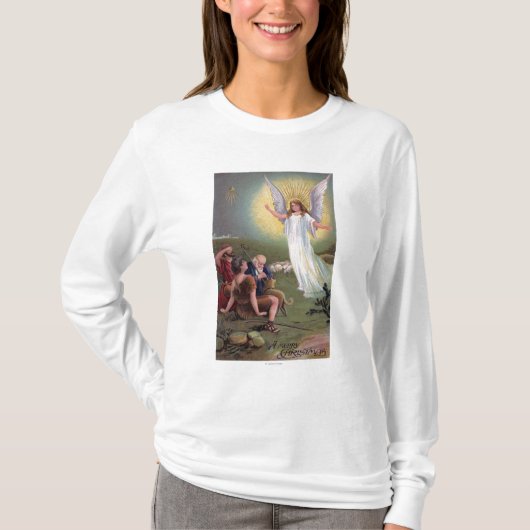 Een prettig kerstfeestAngel voor de herders T-shirt (Voorkant)