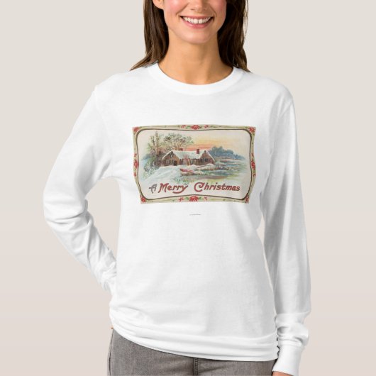 Een prettig kerstfeestEen landscène T-shirt (Voorkant)