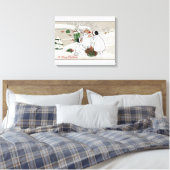 Een prettig kerstfeestMensen die biggen houden Canvas Afdruk (Insitu (Slaapkamer))