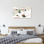 Een prettig kerstfeestMensen die biggen houden Canvas Afdruk (Insitu (Slaapkamer))