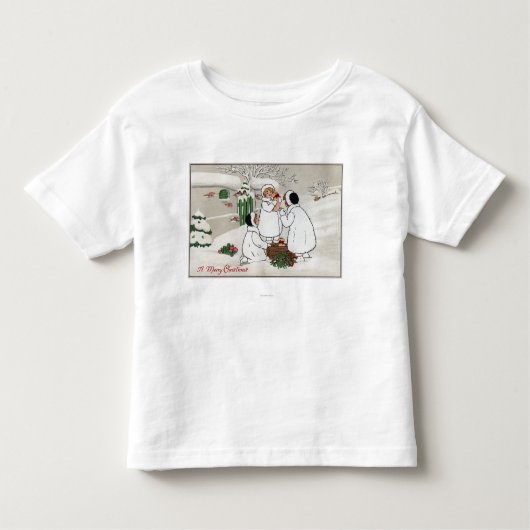 Een prettig kerstfeestMensen die biggen houden Kinder Shirts (Voorkant)