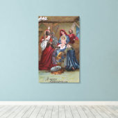 Een prettig kerstfeestNativiteitsscherm Canvas Afdruk (Insitu (Houten vloer))