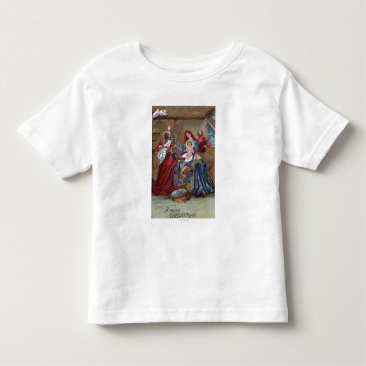 Een prettig kerstfeestNativiteitsscherm Kinder Shirts (Voorkant)