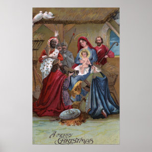 Een prettig kerstfeestNativiteitsscherm Poster