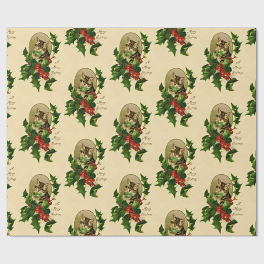 Een prettig kerstheilig Kat,  teruggezet Cadeaupapier (Vlak)