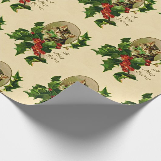 Een prettig kerstheilig Kat,  teruggezet Cadeaupapier (Hoek)