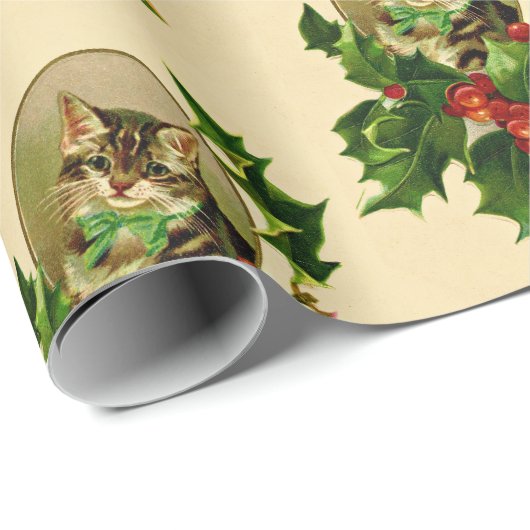 Een prettig kerstheilig Kat,  teruggezet Cadeaupapier (Rol Hoek)