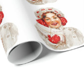 Een prettig kerstmeisje cadeaupapier (Rol Hoek)