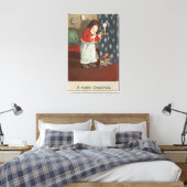 Een prettig kerstmeisje dat een kaarsje vasthoudt canvas afdruk (Insitu (Slaapkamer))