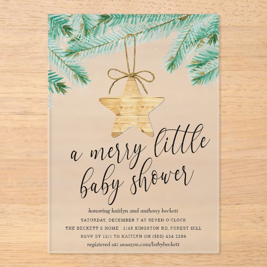 Een prettig klein Baby shower Acryl Uitnodigingen (Voorkant)