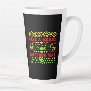 Een prettig nieuwjaar met een prettig kerstfeest latte mok