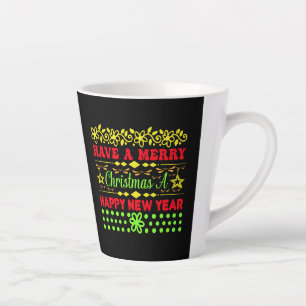 Een prettig nieuwjaar met een prettig kerstfeest latte mok