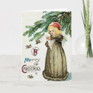 "Een prettige kerst" meisje Feestdagen Kaart