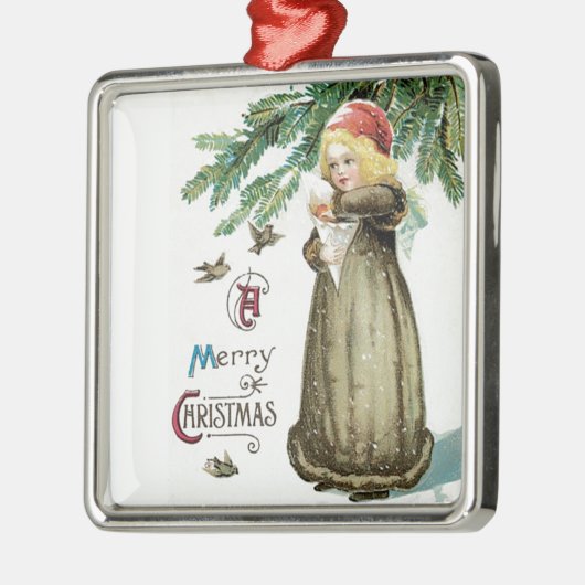 "Een prettige kerst" meisje Metalen Ornament (Links)