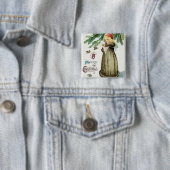 "Een prettige kerst" meisje Vierkante Button 5,1 Cm (In situ)