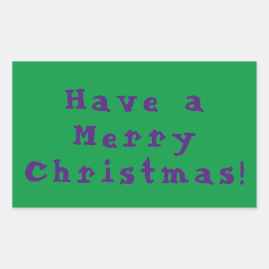 Een prettige kerst! Paars op groene achtergrond Rechthoekige Sticker (Voorkant)