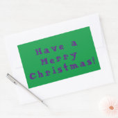 Een prettige kerst! Paars op groene achtergrond Rechthoekige Sticker (Envelop)