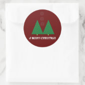 Een prettige kerst ronde sticker (Tas)