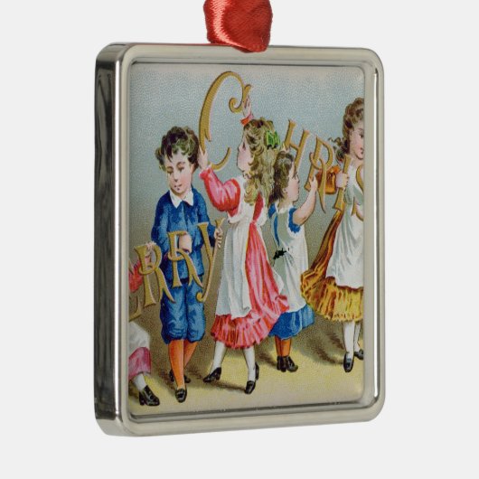 Een prettige kerst, Victoriaans briefkaart Metalen Ornament (Rechts)