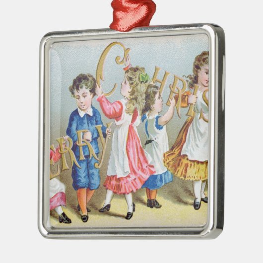 Een prettige kerst, Victoriaans briefkaart Metalen Ornament (Links)