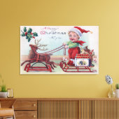 Een prettige kerst voor je jongen op een slee canvas afdruk (Insitu (Woonkamer))
