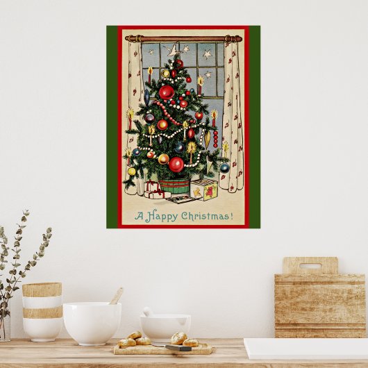 Een prettige kerstdag,  illustratie, poster (Keuken)