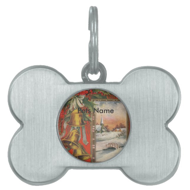  "Een prettige kerstdag" met kerstballetjes Huisdieren Naamplaatje (voorkant)