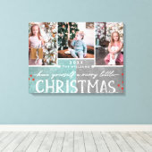 Een prettige kerstfamilie fotocollage canvas afdruk (Insitu (Houten vloer))