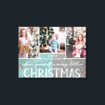 Een prettige kerstfamilie fotocollage canvas afdruk<br><div class="desc">Een Merry Little Christmas Family Custom 3 fotocollage gewikkeld canvas print. Met leuke moderne lettertypen,  bessen en een ijzige blauwgroen & Houtskool achtergrond! Vervang met uw foto's en stuur een speciale gepersonaliseerde kerstgroet aan familie en vrienden!</div>