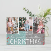 Een prettige kerstfamilie fotocollage feestdagenkaart (Staand voorkant)