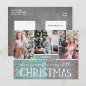 Een prettige kerstfamilie fotocollage feestdagenkaart (Voorkant / Achterkant)