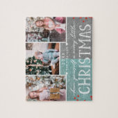 Een prettige kerstfamilie fotocollage legpuzzel (Verticaal)