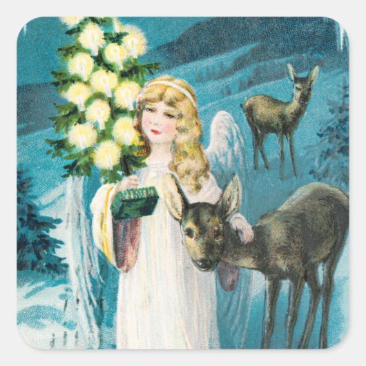 Een prettige kerstfeestdag vierkante sticker (Voorkant)