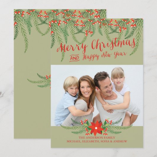 Een prettige kerstfeestelijke fotokaart hebben feestdagenkaart (Voorkant / Achterkant)