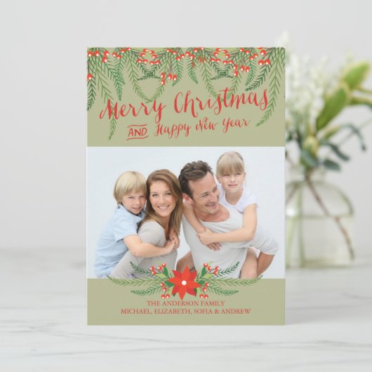 Een prettige kerstfeestelijke fotokaart hebben feestdagenkaart (Staand voorkant)