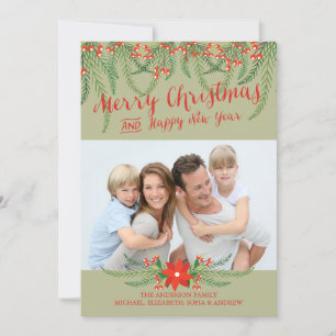 Een prettige kerstfeestelijke fotokaart hebben feestdagenkaart