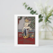 Een prettige kerstjongen op een Rocking Horse Feestdagenkaart (Staand voorkant)