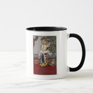 Een prettige kerstjongen op een Rocking Horse Mok