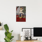 Een prettige kerstjongen op een Rocking Horse Poster (Thuiskantoor)
