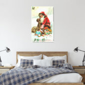 Een prettige kerstkerstman die speelgoed pakt in z canvas afdruk (Insitu (Slaapkamer))