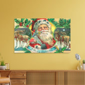 Een prettige kerstman en rendierscène canvas afdruk (Insitu (Woonkamer))