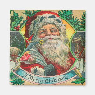 Een prettige kerstman en rendierscène magneet