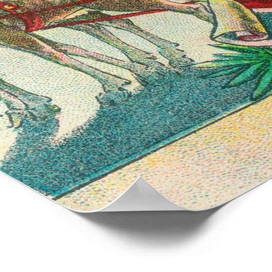 Een prettige kerstman en rendierscène poster (Hoek)