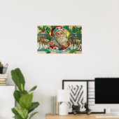 Een prettige kerstman en rendierscène poster (Thuiskantoor)
